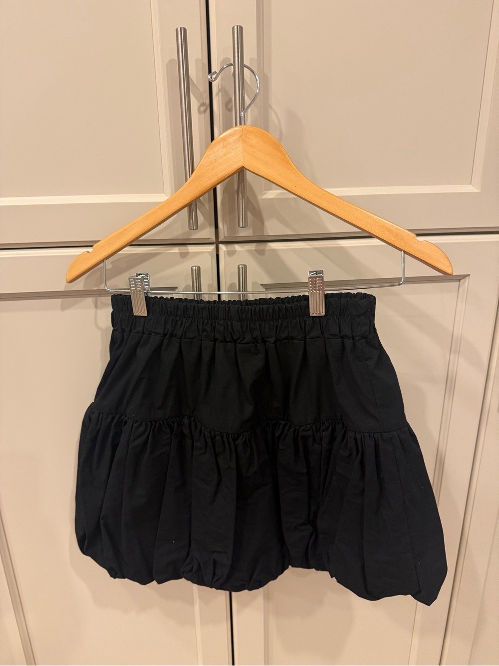 OAK + FORT Black Tiered Bubble Mini Skirt